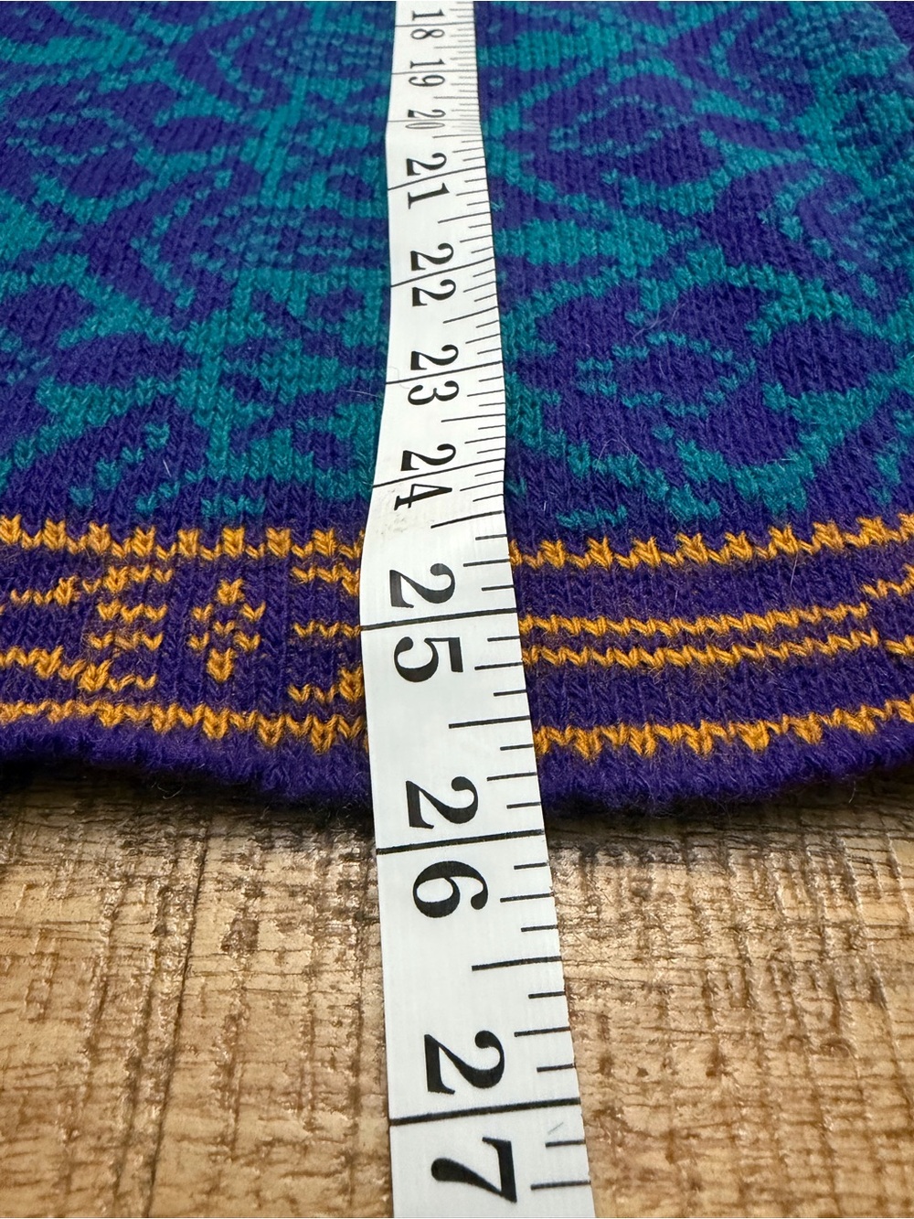 Vintage Italian Purple & Teal Patterned Wool Blend Cardigan Sweater - Picture 6 of 6